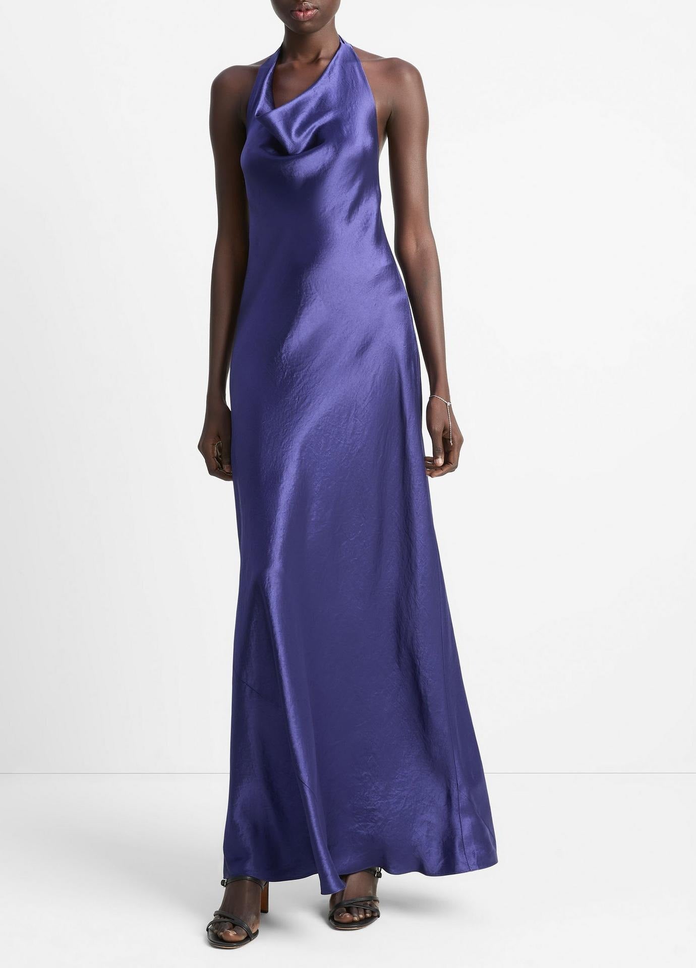 Vince Cowl-Neck Maxi Dress in Deep Iris