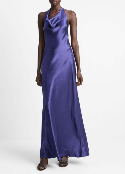 Vince Cowl-Neck Maxi Dress in Deep Iris