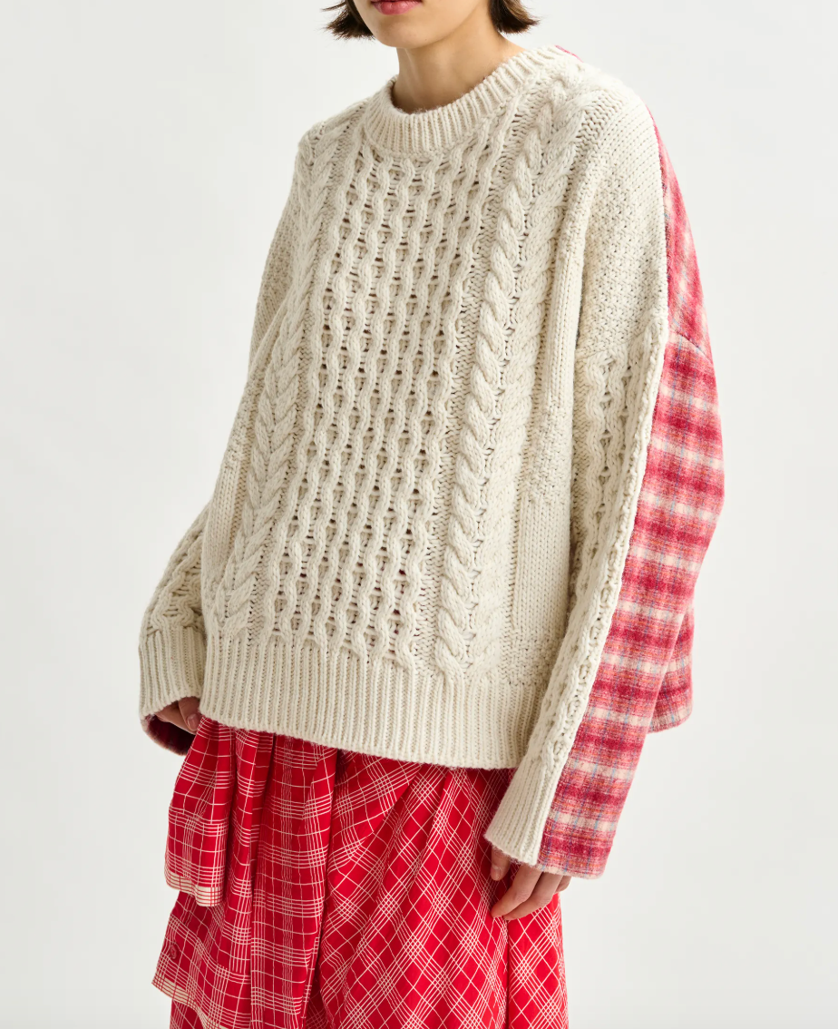 Essentiel Antwerp Iface Pullover Wool-Blend Sweater With Checked Back Panel
