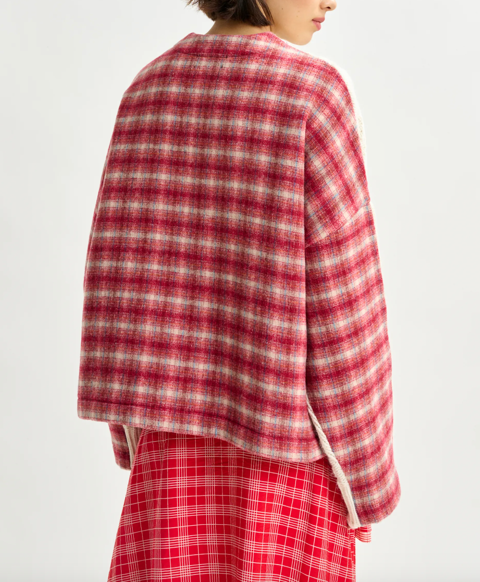 Essentiel Antwerp Iface Pullover Wool-Blend Sweater With Checked Back Panel