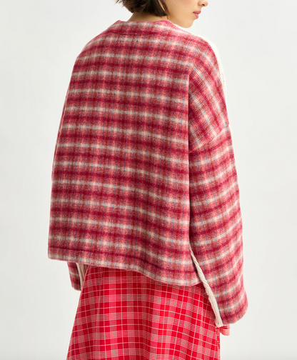 Essentiel Antwerp Iface Pullover Wool-Blend Sweater With Checked Back Panel