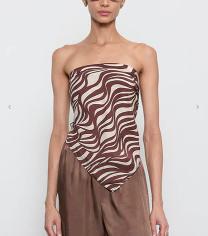 Enza Costa Wave Print Scarf Top in Wave Print