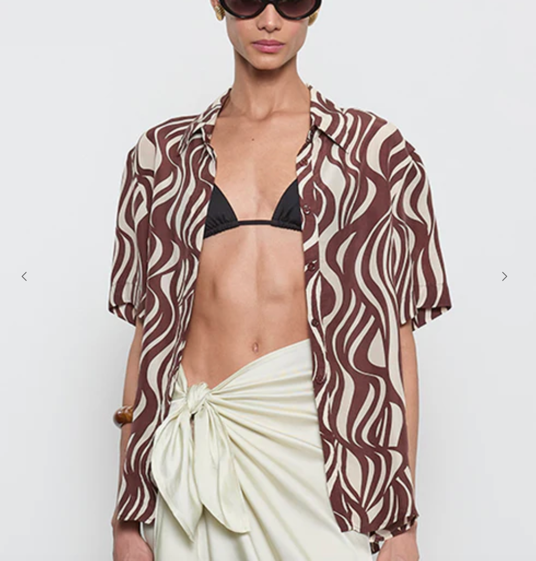 Enza Costa Wave Print Resort Shirt in Wave Print