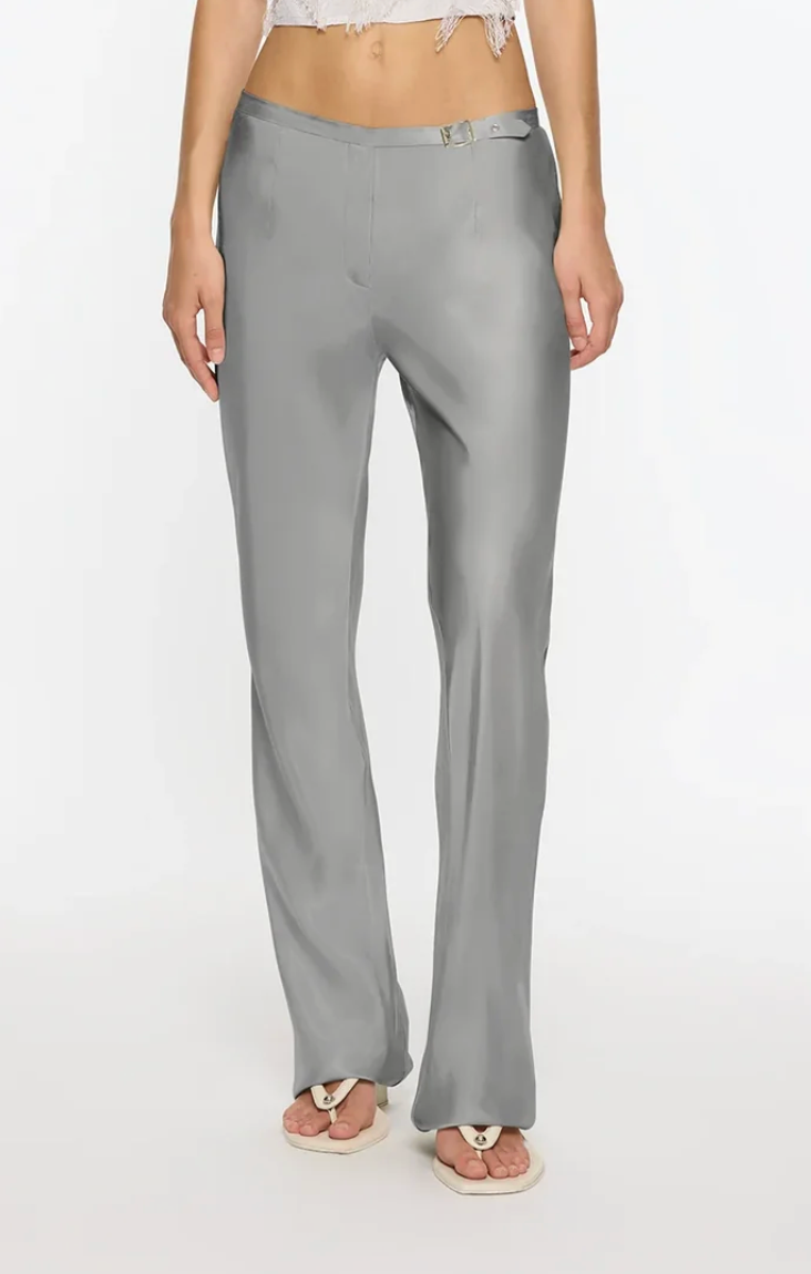 Paris Georgia Belted Sleek Pant in Silver