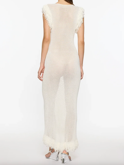 Paris Georgia Fringe Dress in White