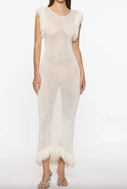 Paris Georgia Fringe Dress in White