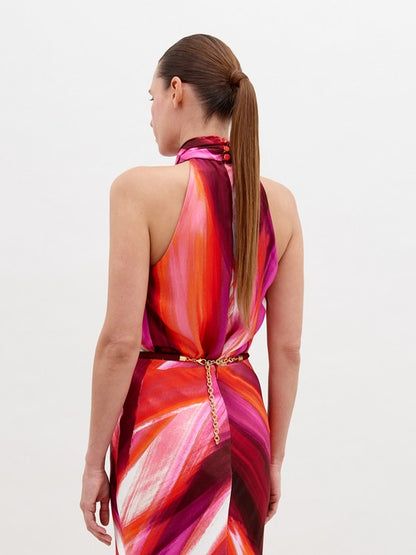 Silvia Tcherassi Shela Blouse in Magenta Abstract Waves