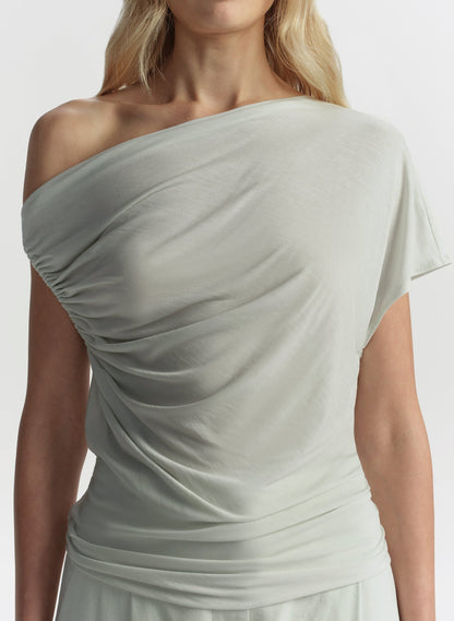 ALC Halle One Shoulder Tee in Pale Mint