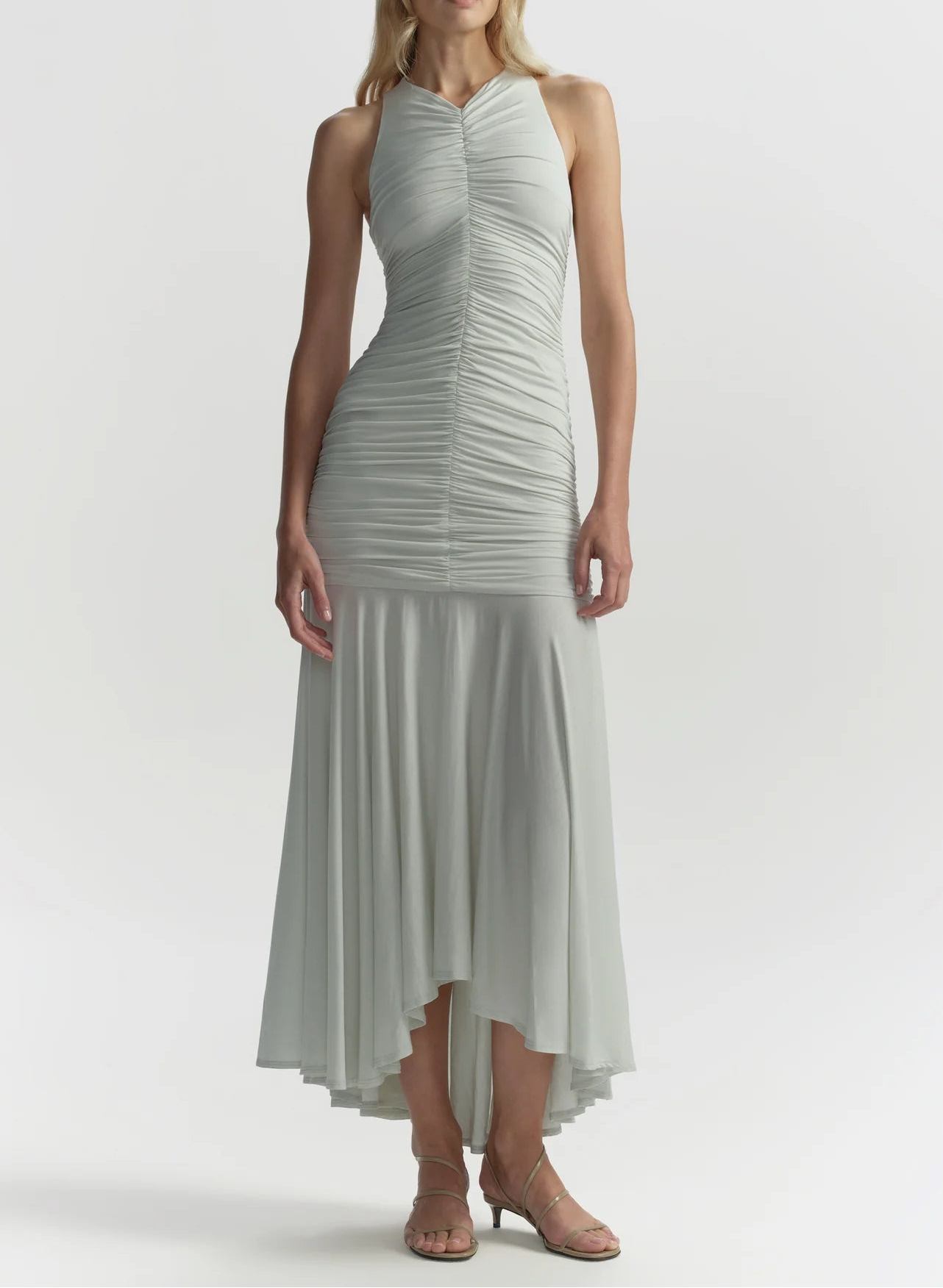 ALC Ayla Ruched Knit Midi Dress in Pale Mint
