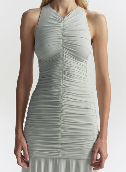 ALC Ayla Ruched Knit Midi Dress in Pale Mint