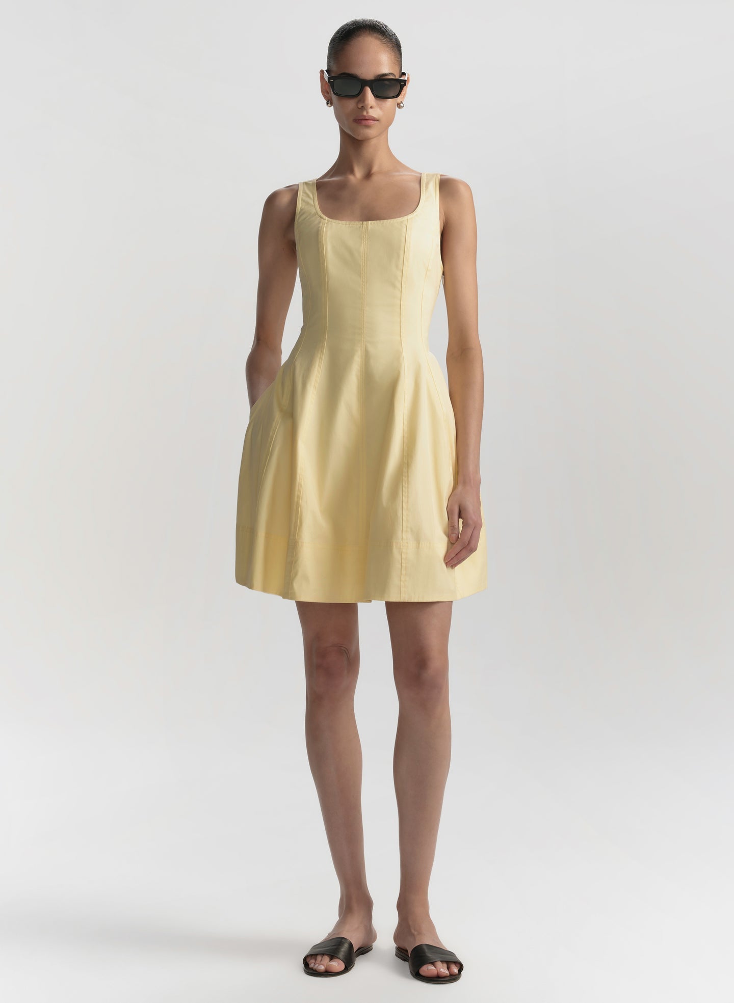 ALC Vea Stretch Cotton Mini Dress in Light Canary