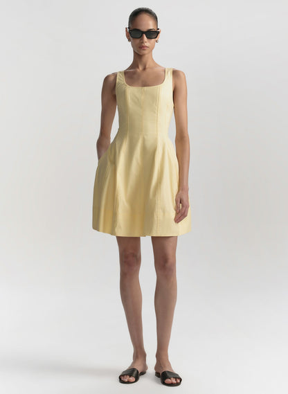 ALC Vea Stretch Cotton Mini Dress in Light Canary