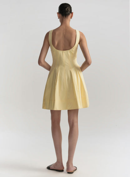 ALC Vea Stretch Cotton Mini Dress in Light Canary