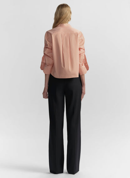 ALC Maude Cropped Cotton Stripe Shirt in Persimmon/White