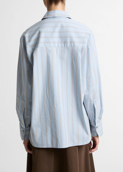 Vince Striped Cotton-Blend Button-Front Shirt in Del Mar Multi