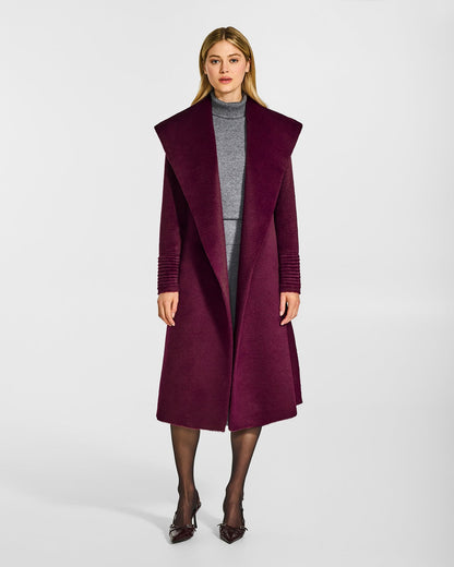 Sentaler Suri Alpaca Long Shawl Collar Wrap Coat in Cherry Lacquer
