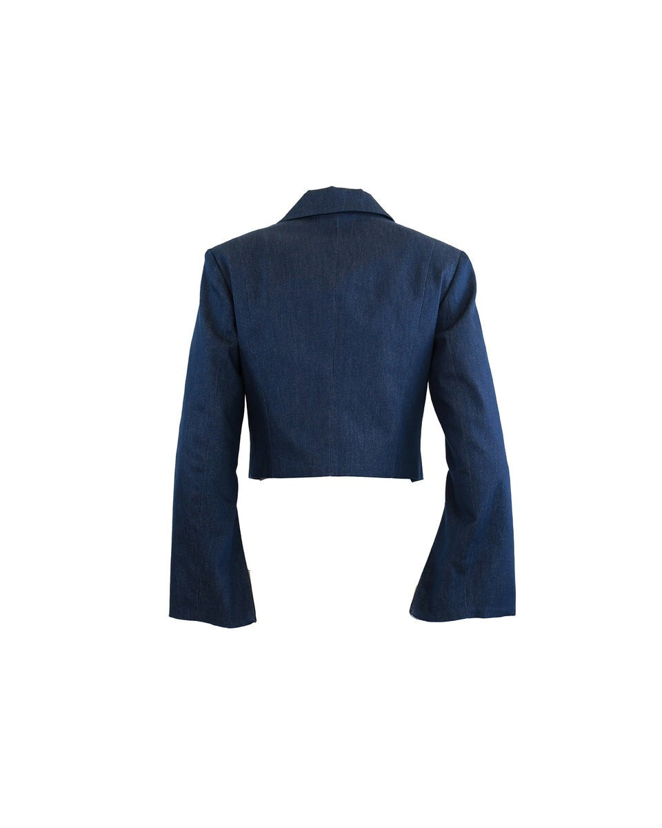 THEO the Label Demeter Crop Denim Blazer