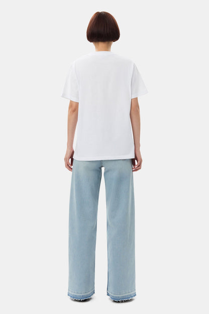 Ganni Basic Jersey Peach Relaxed T-Shirt in Bright White