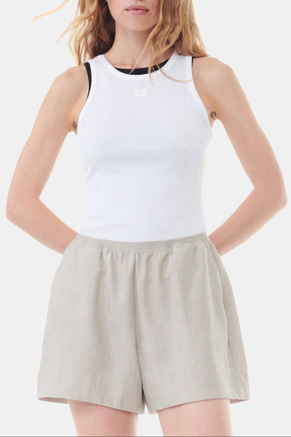 Ganni Soft Cotton Rib Tank Top in Bright White