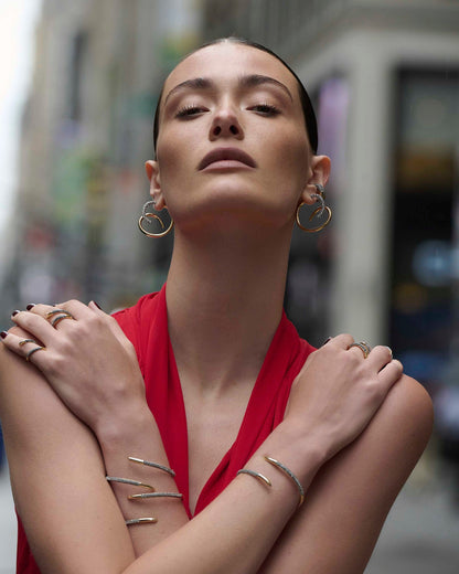 Demarson Bowery Earrings in Gold/Silver/Crystal