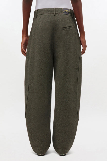Ganni Mouline Suiting Curved Pants in Forest Night
