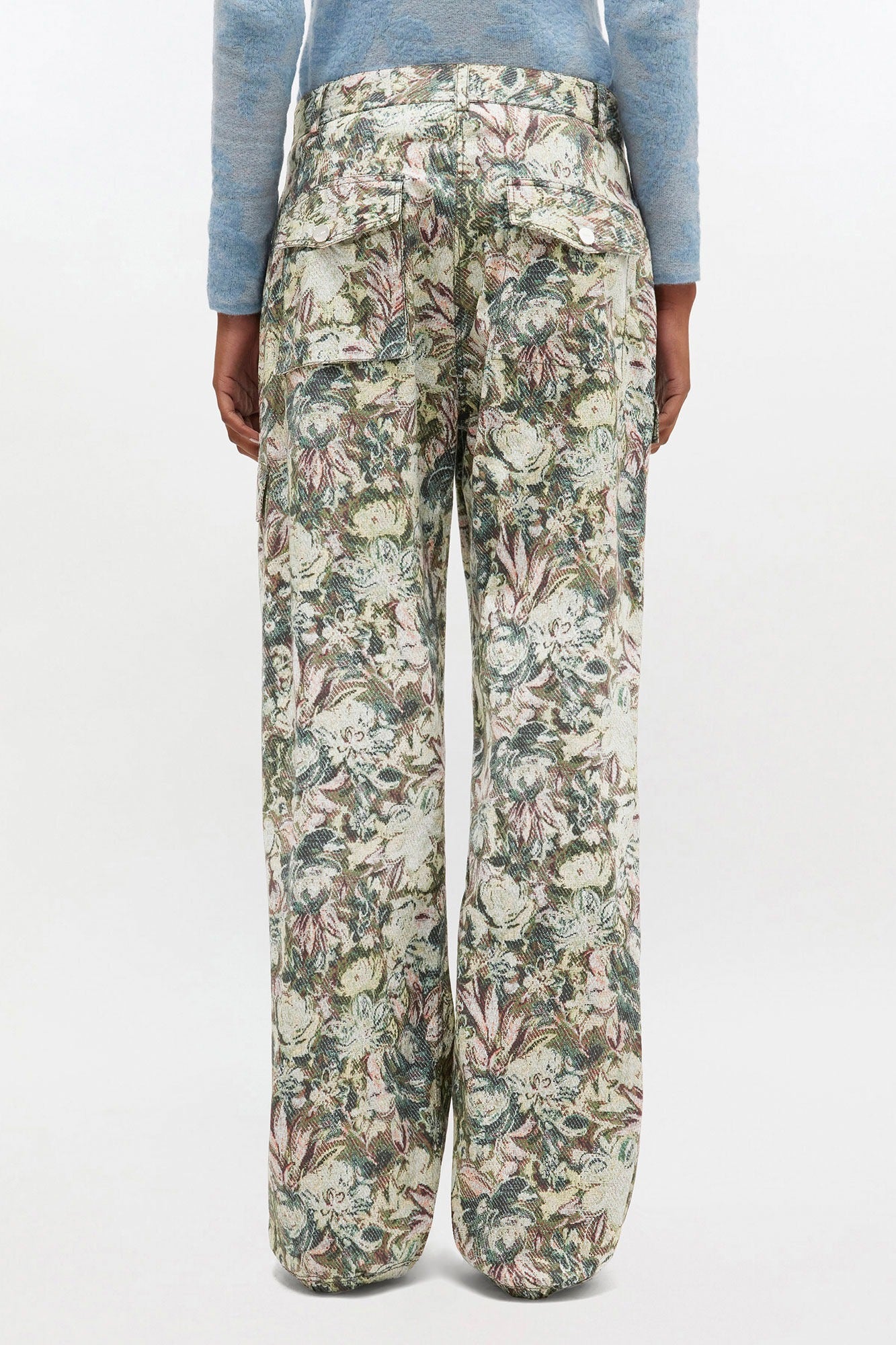 Ganni Printed Stretched Cotton Pants in Jadeite