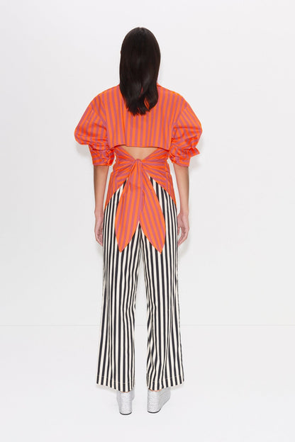 Simon Miller Pia Poplin Pant in Black/White Stripe