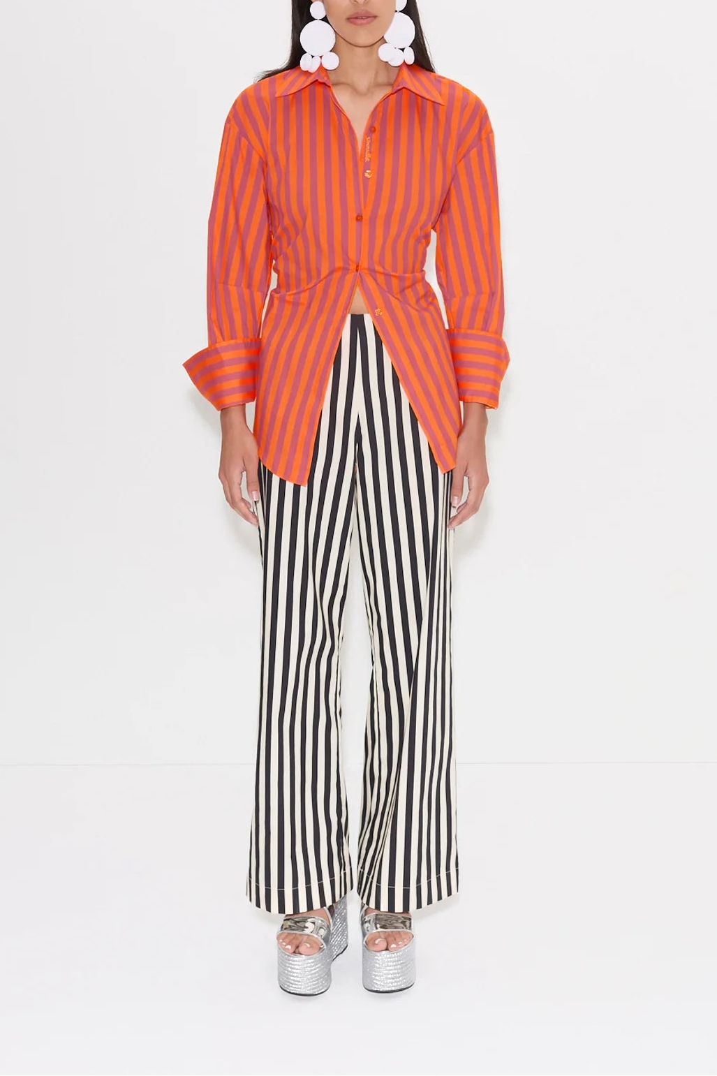 Simon Miller Pia Poplin Pant in Black/White Stripe