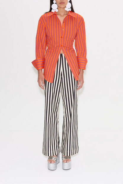 Simon Miller Pia Poplin Pant in Black/White Stripe