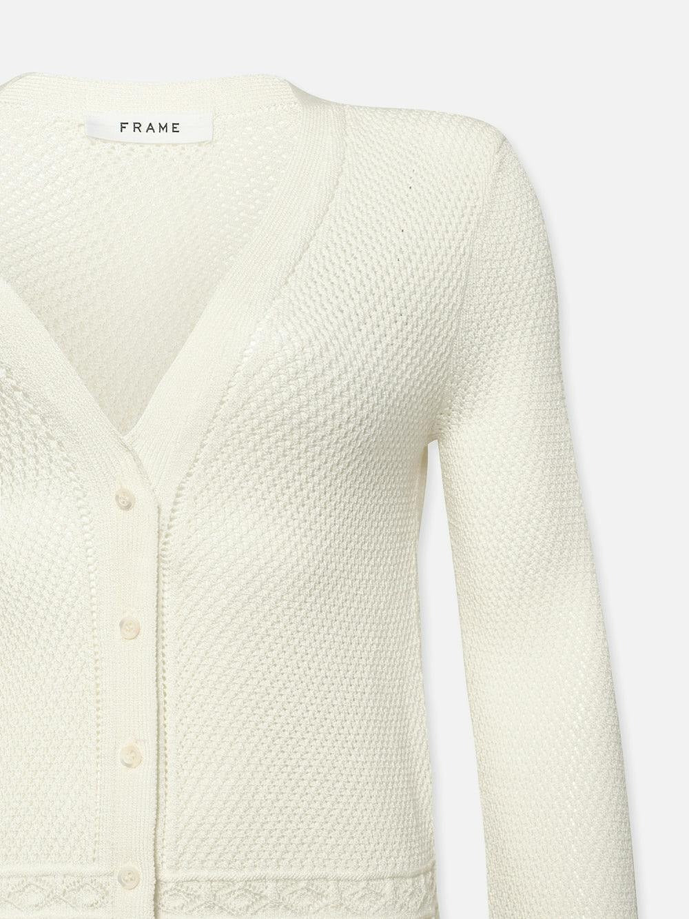 Frame Pointelle Cardi in Cream