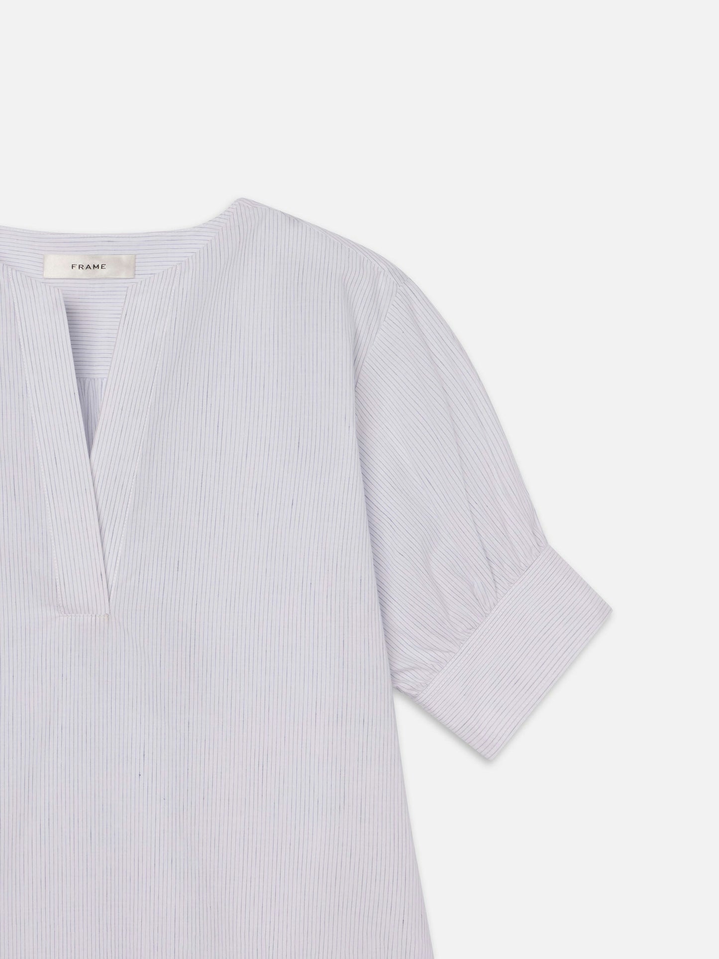 Frame V-Neck Popover in Steel Blue Multi