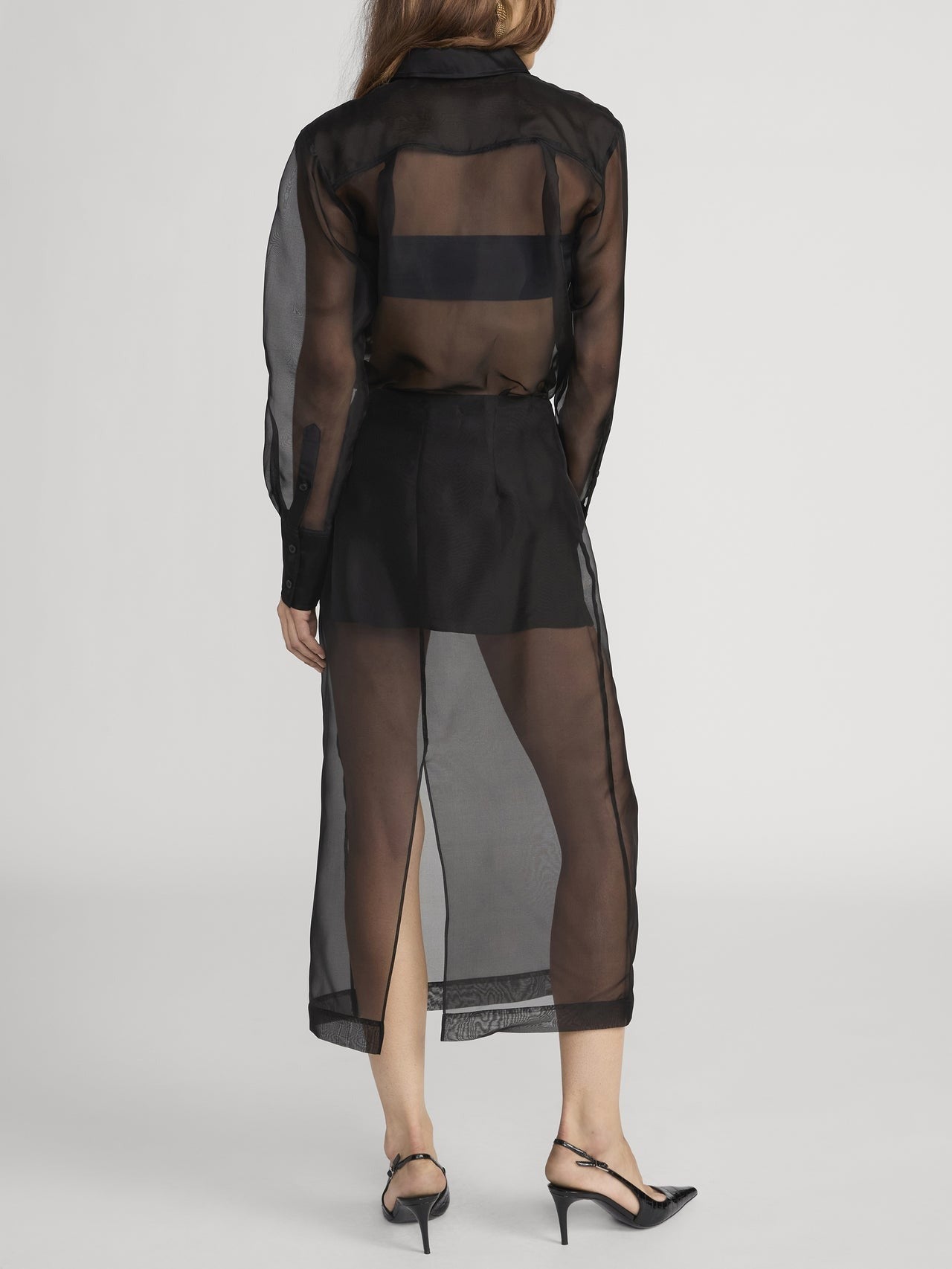 Frame Silk Organza Skirt in Black