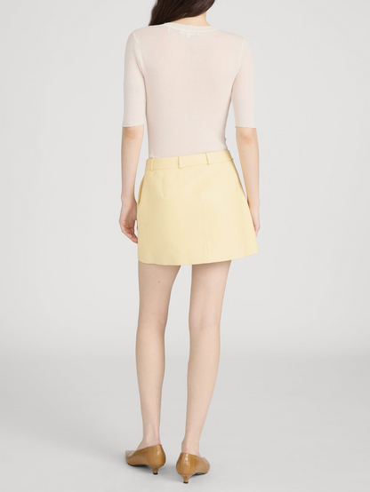 Frame Leather Mini Skirt in Lemon