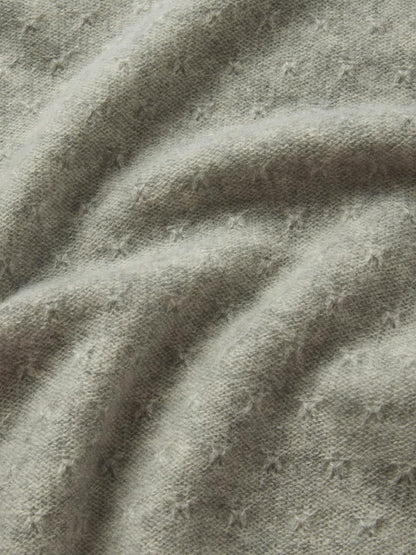 Frame Pointelle Puff Sleeve Sweater in Light Heather Grey