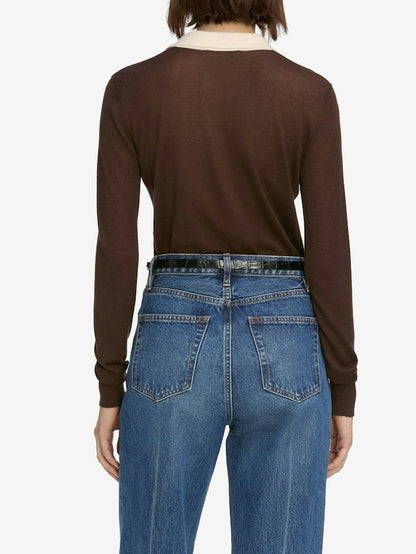 Frame Two Tone Polo in Coffee Multi