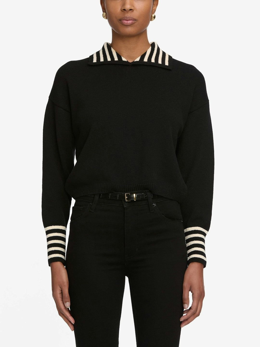 Frame Sailor Pullover Sweater in Black Multi