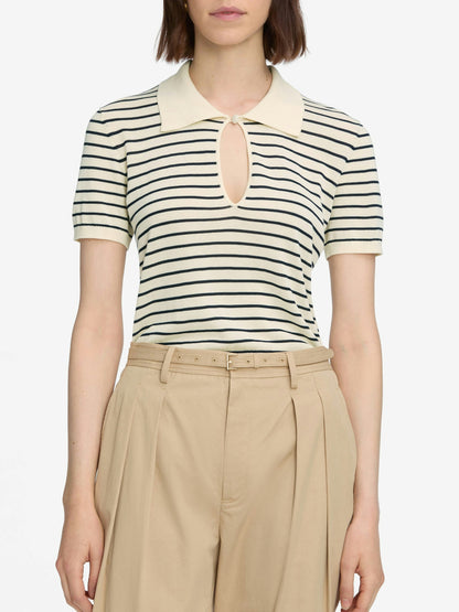 Frame Keyhole Polo in Cream Multi