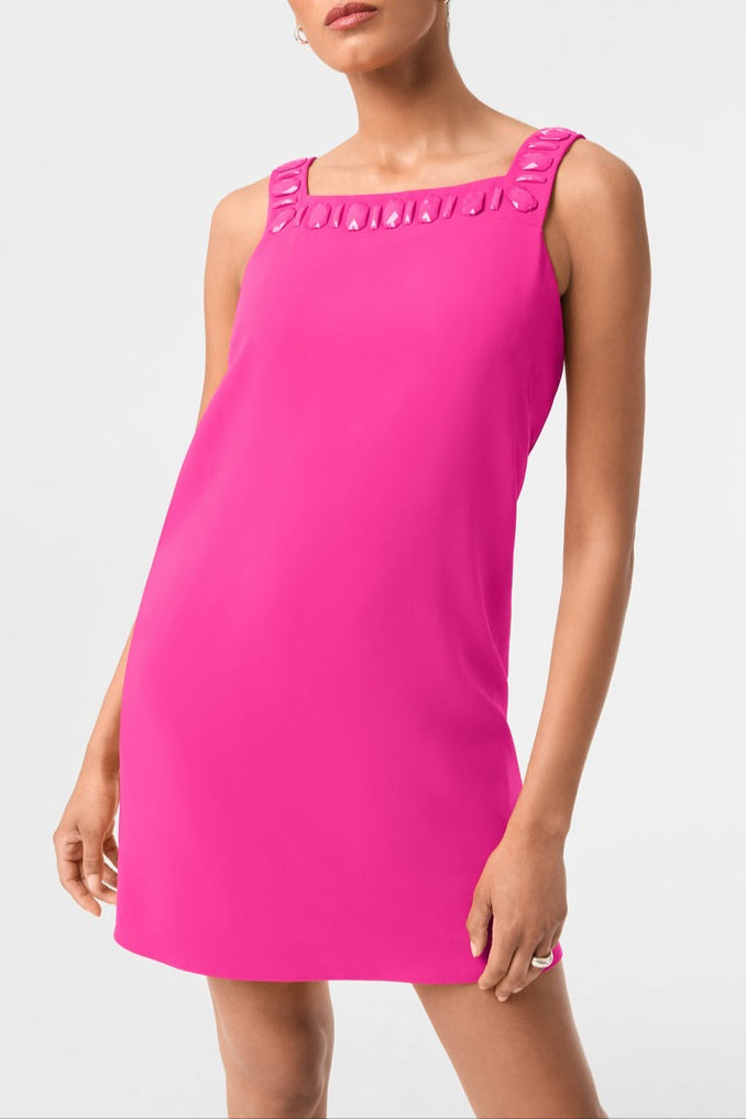 Trina Turk Yokuna Jewel Neck Mini Dress in Trina Pink