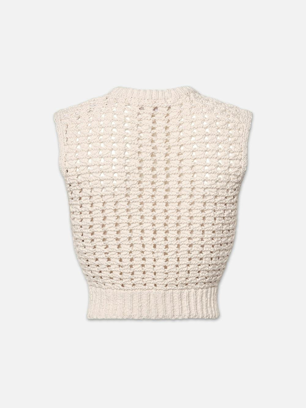 Frame Tape Yarn Sweater Vest in Cream