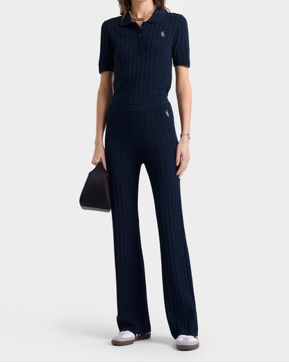 Sporty & Rich SRC Ribbed Trousers in Dark Navy