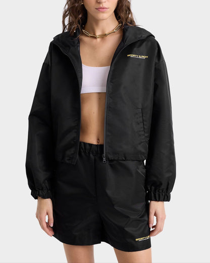 Sporty & Rich Bold Health Nylon Windbreaker in Black