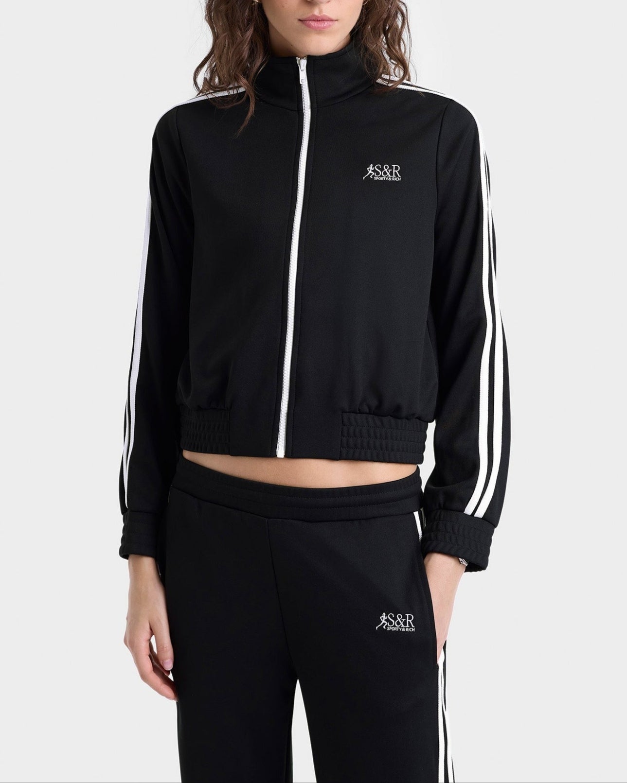 Sporty & Rich Runner Elio Track Jacket in Black