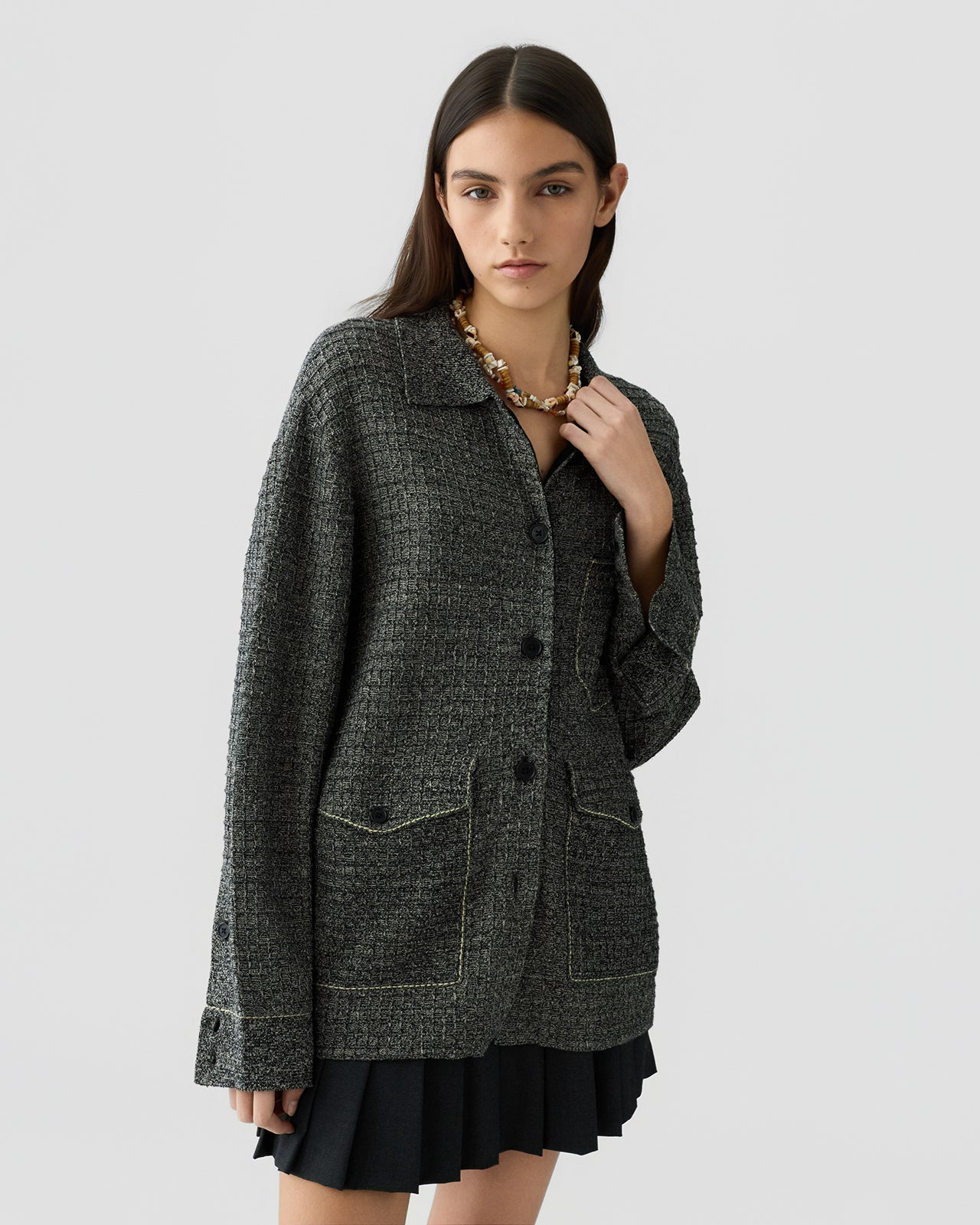 Guest in Residence Waffle Jacket in Black/Sandstone
