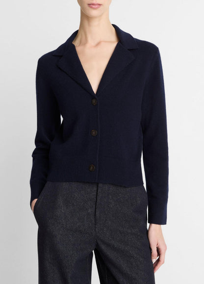 Vince Wool & Cashmere-Blend Lapel Cardigan in Coastal