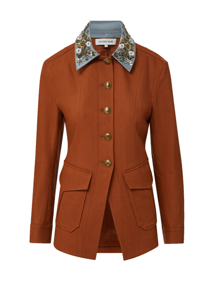 Veronica Beard Laramie Removable Collar Dickey Jacket in Rust