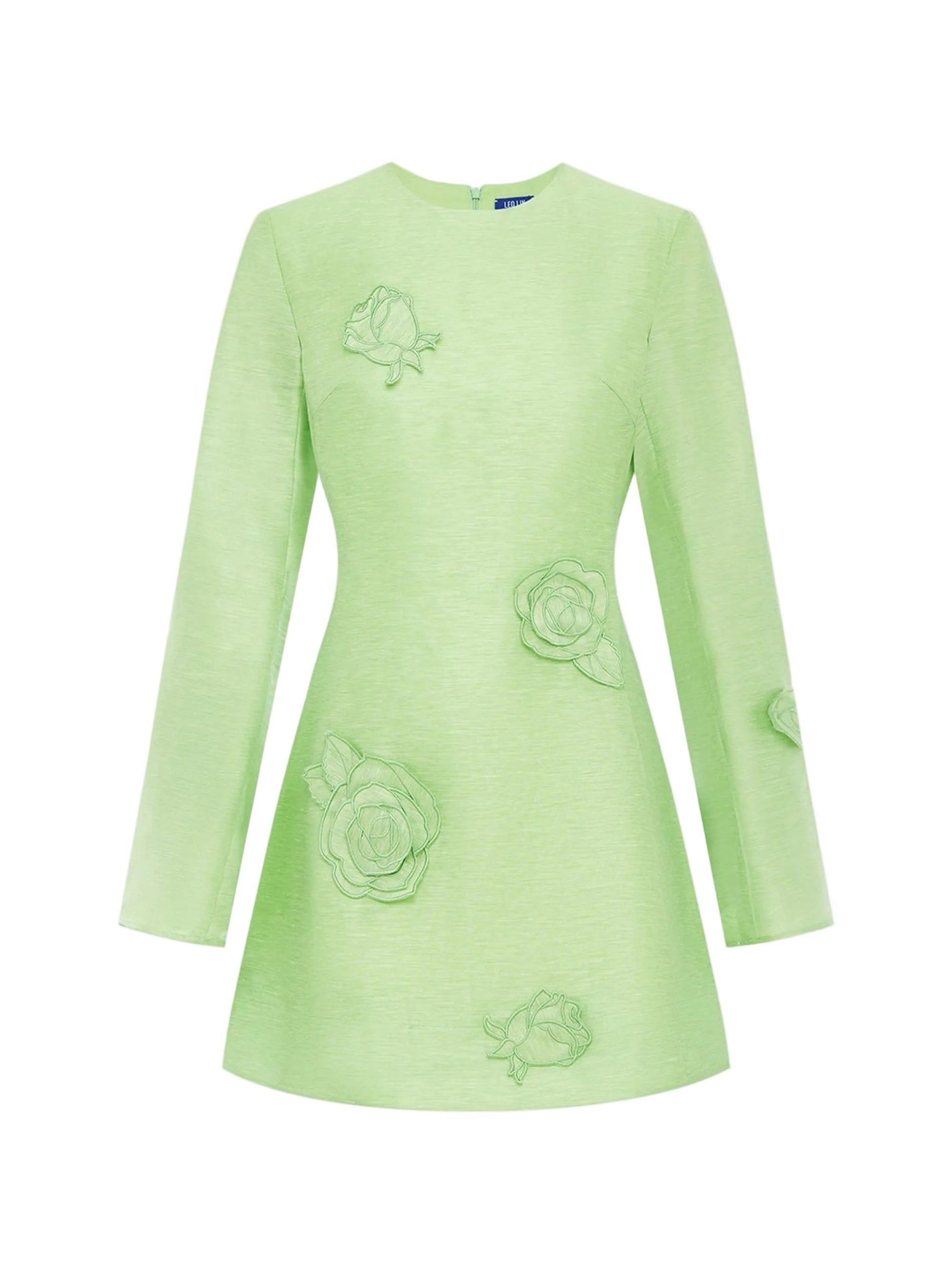 Leo Lin Suzanne Applique Applique Long Sleeve Mini Dress in Juniper Gr Leigh's of Breton Village Leo Lin Suzanne Applique Applique Long Sleeve Mini Dress in Juniper Gr Leigh's of Breton Village