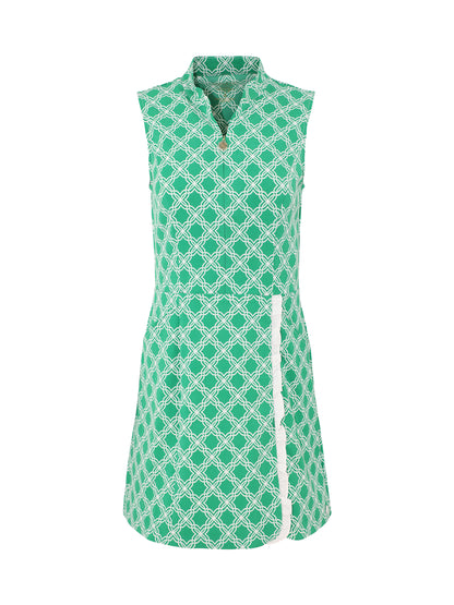 Lilly Pulitzer Catarina Ruffle Dress UPF 50+ in Bamboo Green Boo Green Open Butterfly Pattern