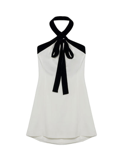Simkhai Jolie Velvet Tie Mini Dress in Ivory Multi
