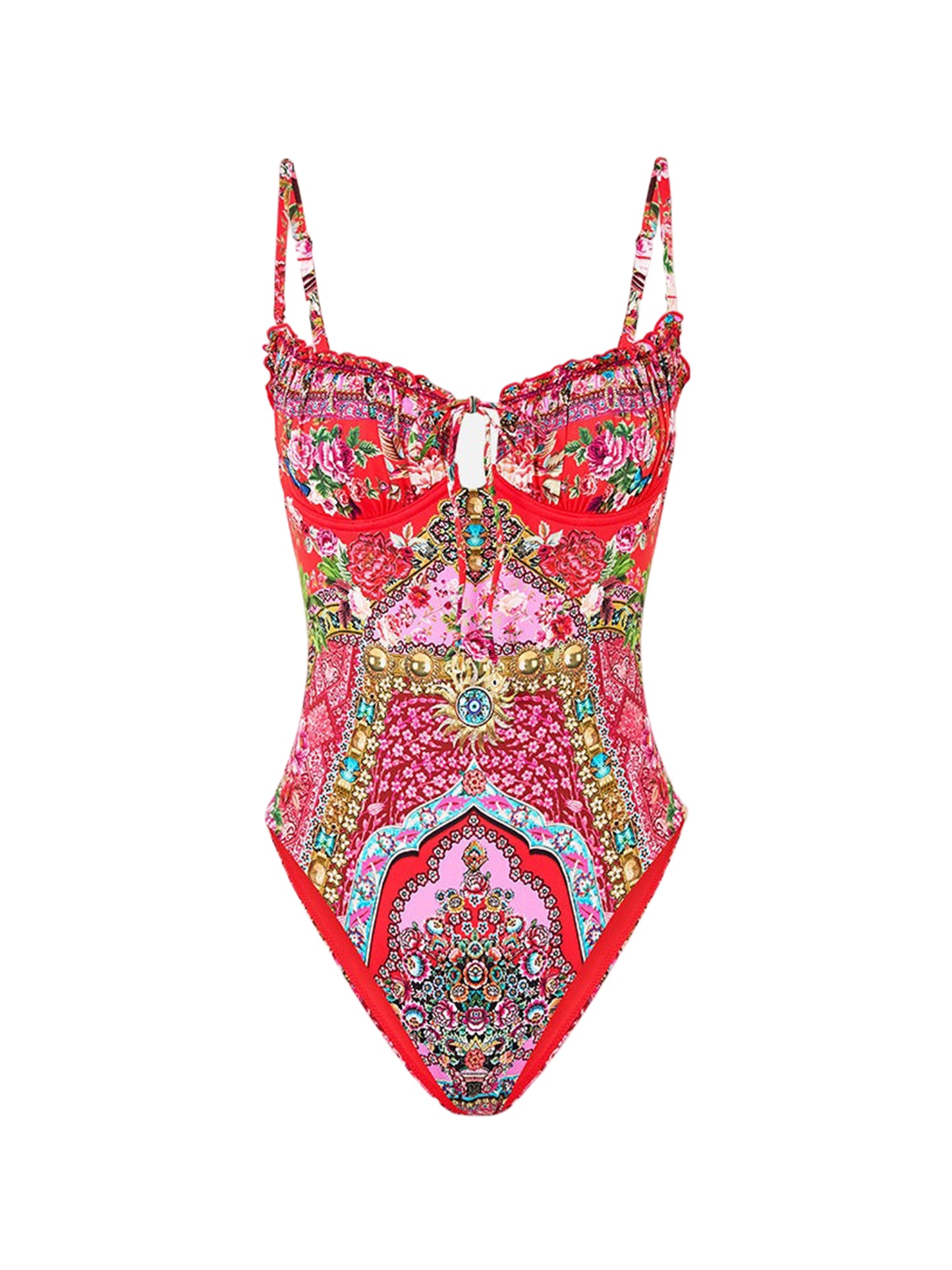 Camilla Ruched Up Underwire One Piece With Front Tie in Heirloom Empire