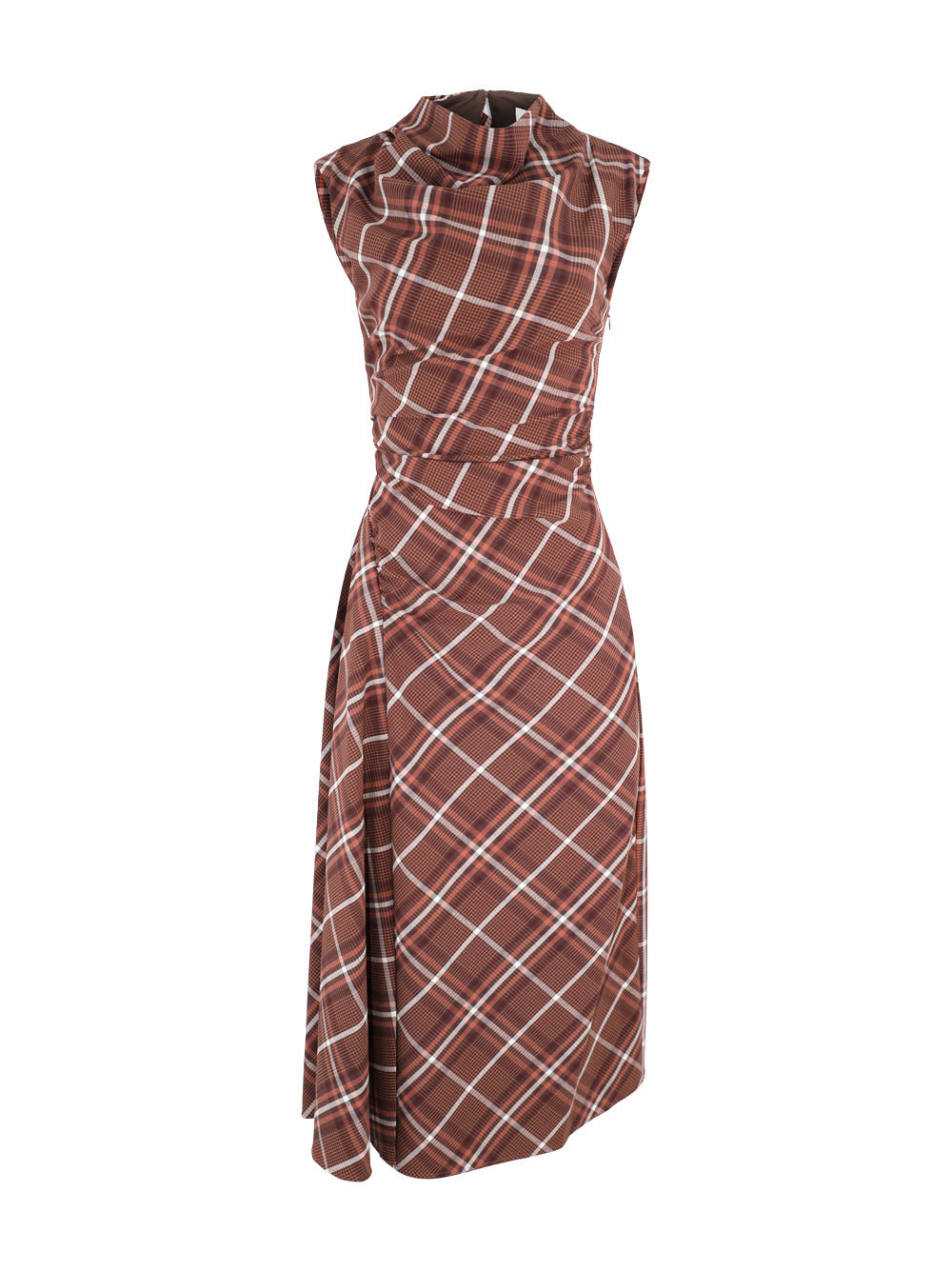 Simkhai Burke Sleeveless Draped Midi Dress in Plaid